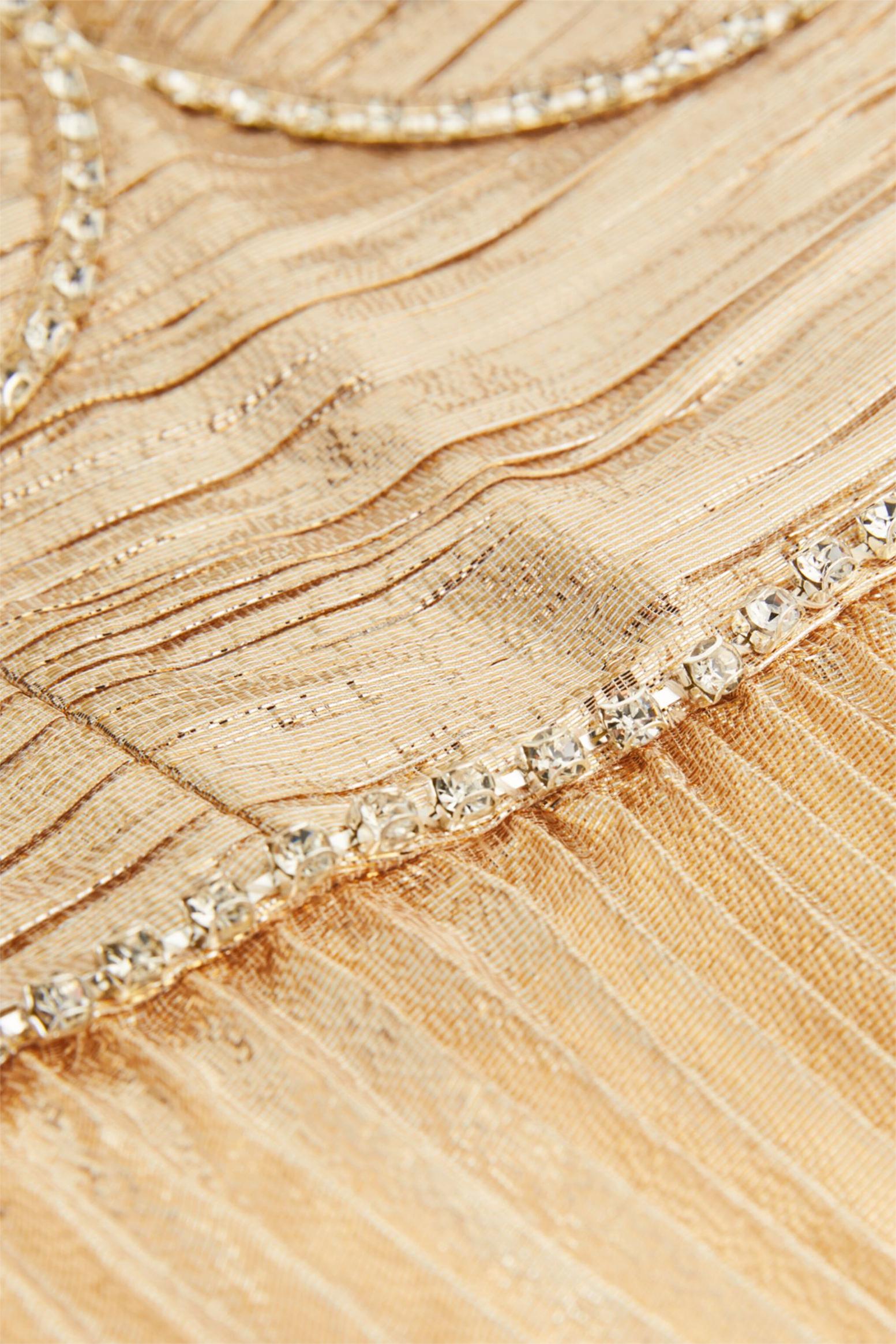 Rhinestone Sleeveless Pleat Solid Midi Dress