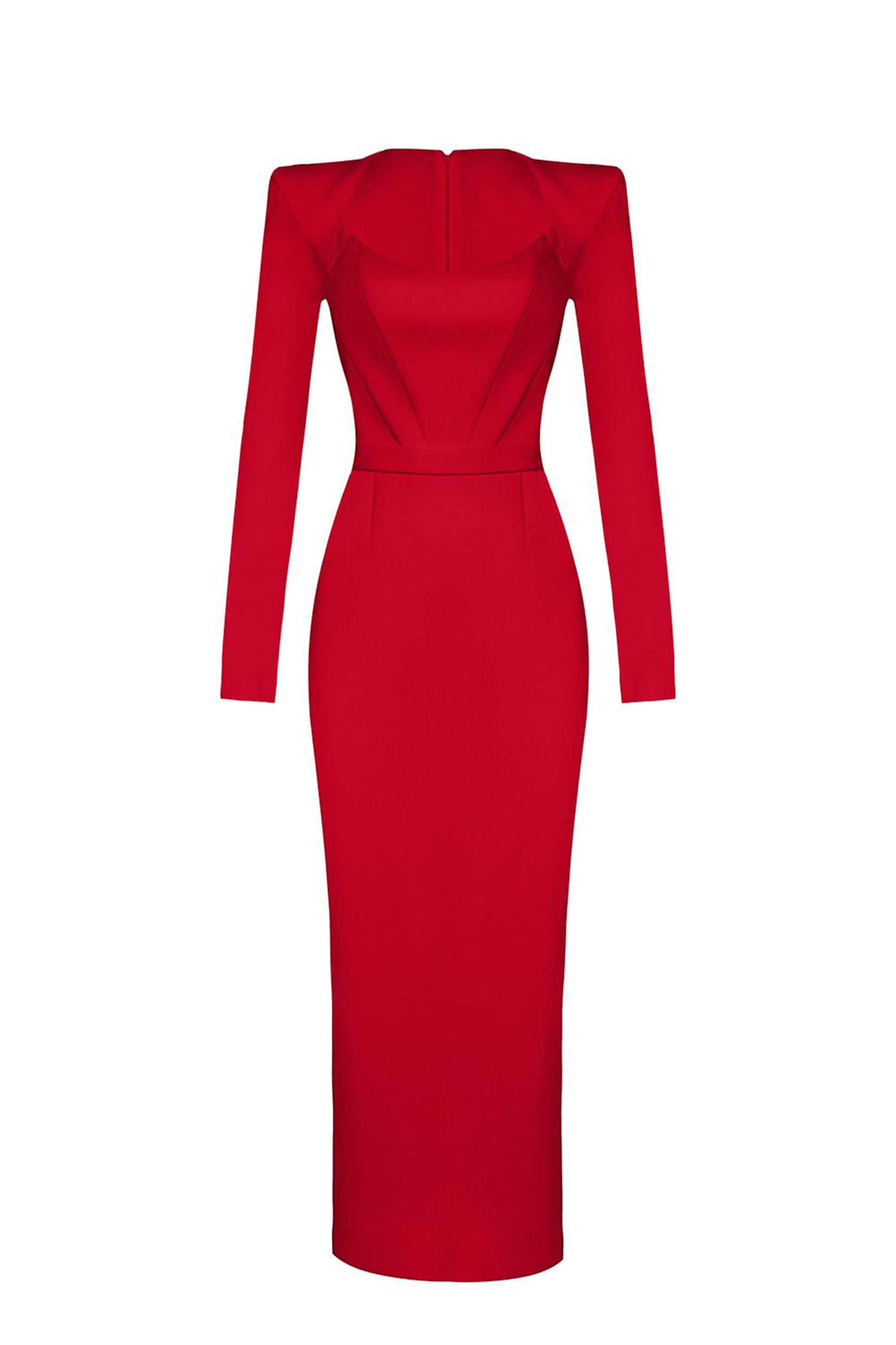 Jersey Solid Long Sleeve Midi Dress