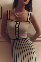 Jersey Stripe Sleeveless Midi Dress