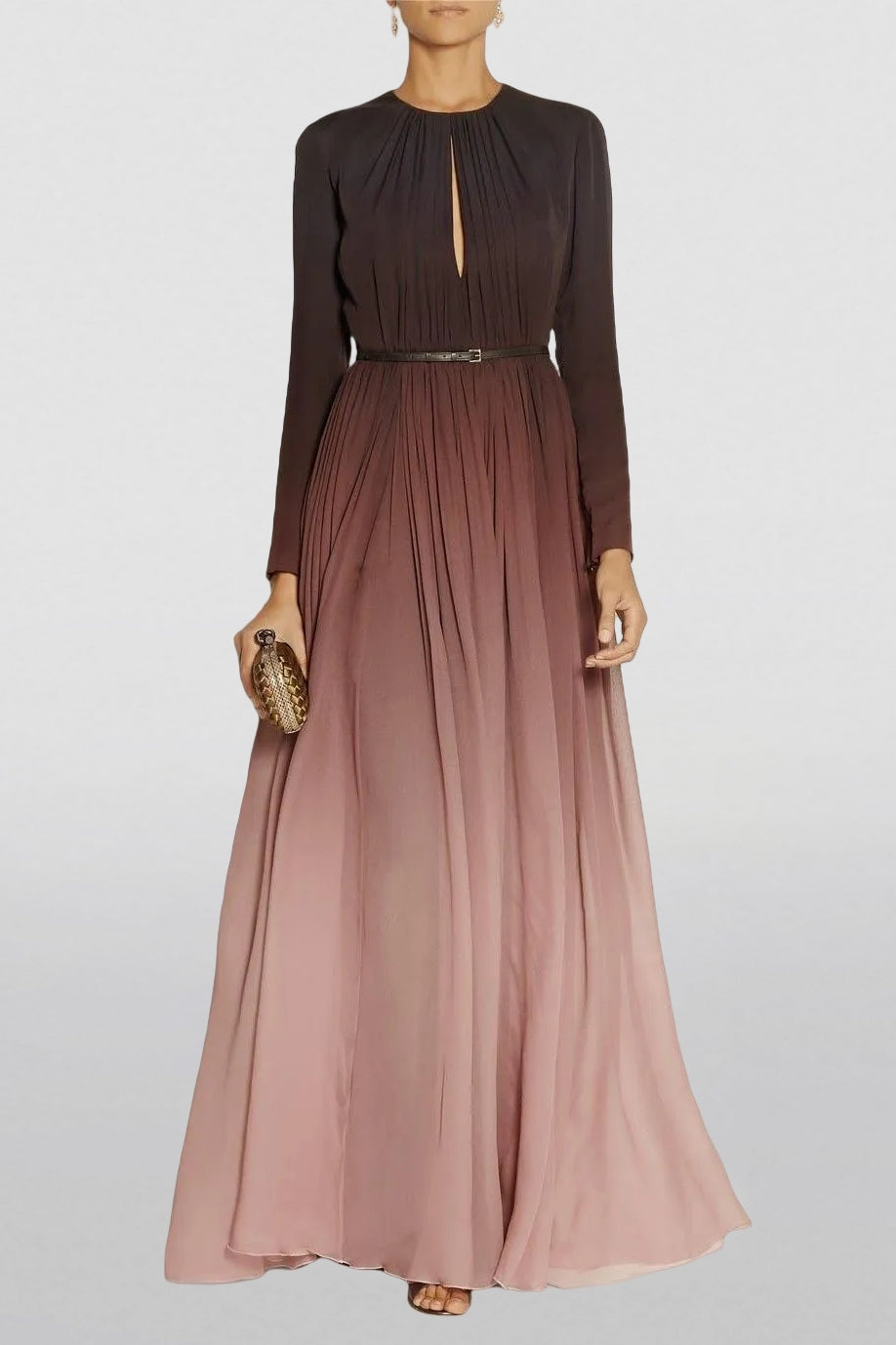 Gradient Color Ruched Maxi Dress