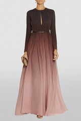 Gradient Color Ruched Maxi Dress