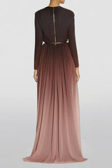 Gradient Color Ruched Maxi Dress