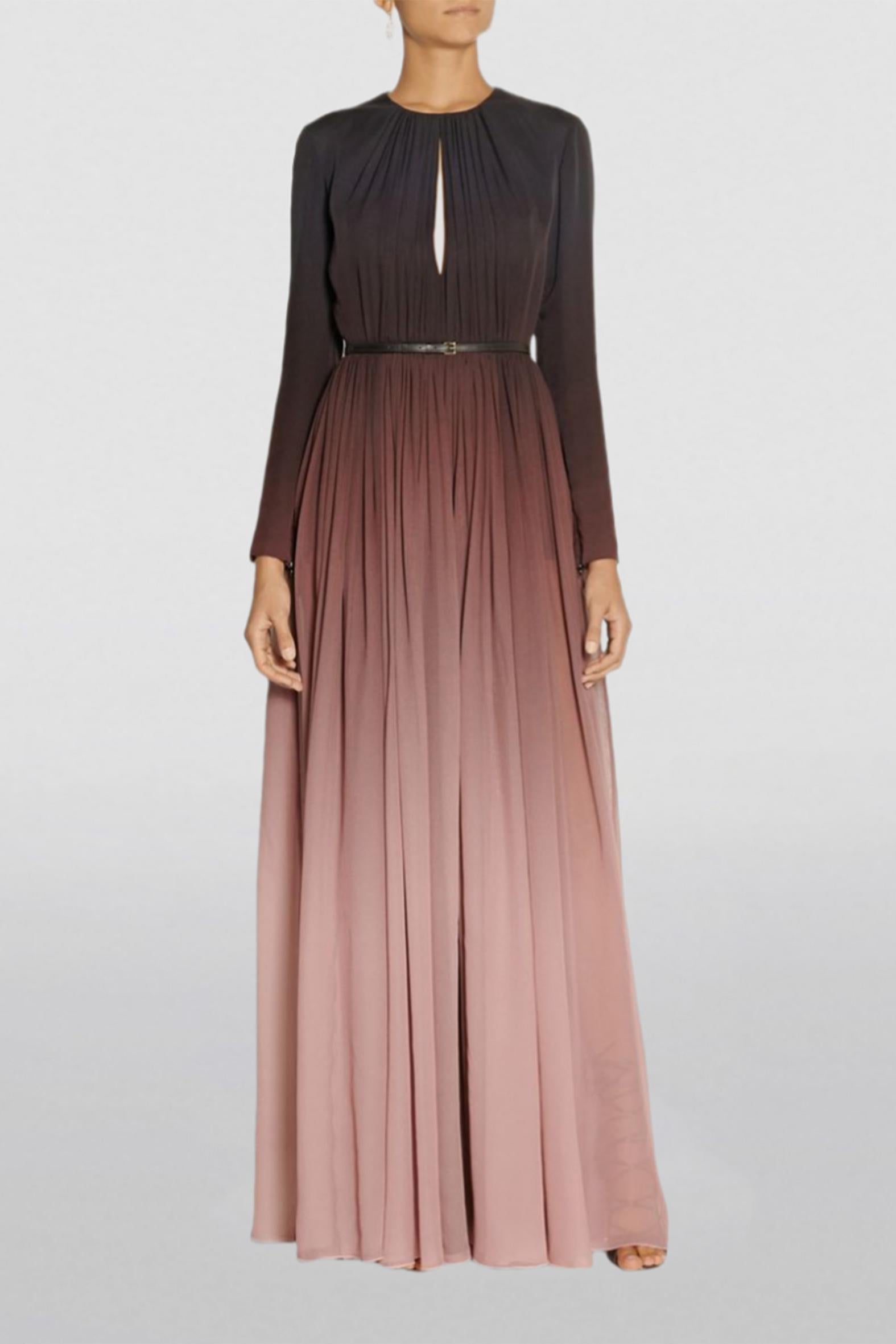 Gradient Color Ruched Maxi Dress
