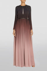 Gradient Color Ruched Maxi Dress