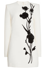 Nail Bead Embroidery Floral Mini Dress