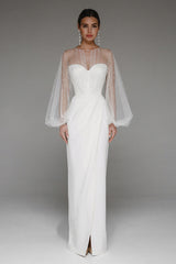 Faux Pearl Lantern Sleeve Midi Dress