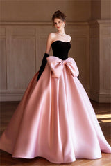 Velvet Bow Sleeveless Midi Dress With Gloves