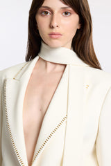 Solid Rhinestone Pocket Blazer & Pants Set