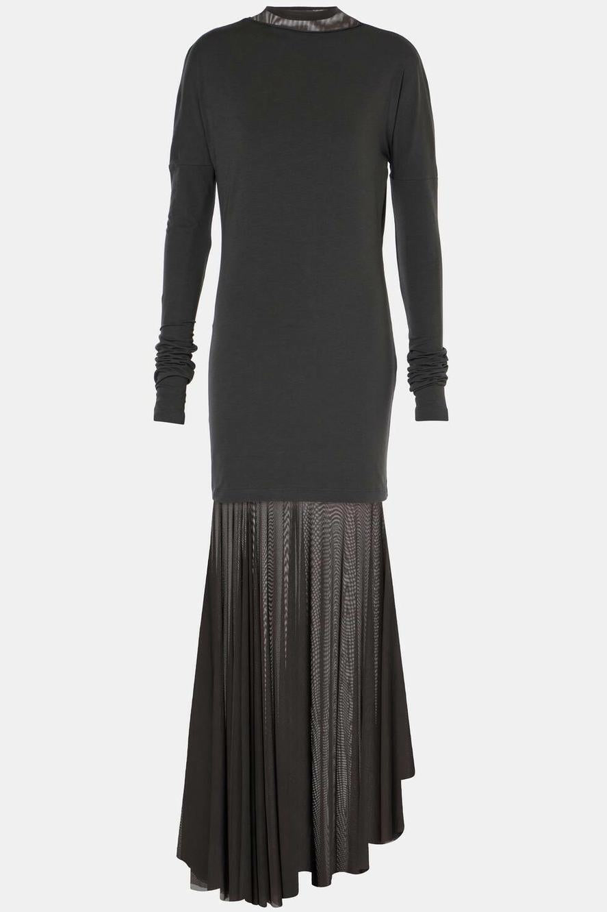 Chiffon Solid Long Sleeve Midi Dress