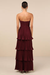 Off-Shoulder Pleat Tiered Maxi Dress