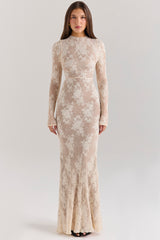 Solid Lace Jersey Maxi Dress