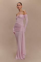 Solid Luxury Off-Shoulder Maxi Dress