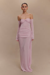 Solid Luxury Off-Shoulder Maxi Dress
