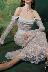 Lace Off-Shoulder Midi Dress