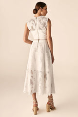 Solid Round Neck Sleeveless Top & High Waist Skirt Set