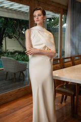 Satin Solid Backless Midi Dress