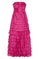 Solid Ruffle Off-Shoulder Maxi Dress