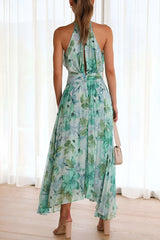 Chiffon Floral Pleated Midi Dress