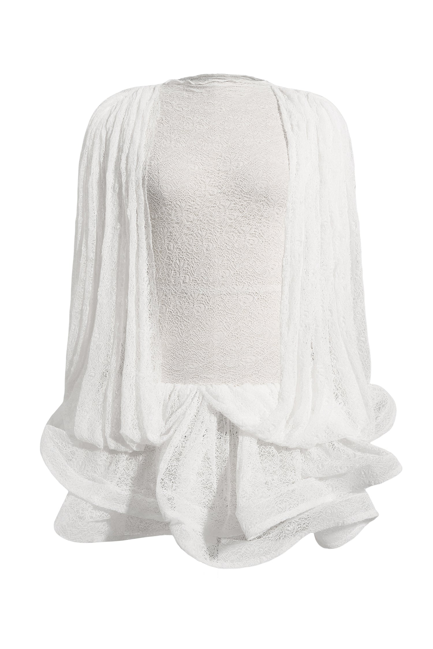 Lace Splicing Ruffle Mini Dress