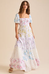 Floral Lace Splicing Maxi Dress