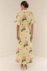 Floral Polka Dot V-Neck Midi Dress