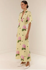 Floral Polka Dot V-Neck Midi Dress
