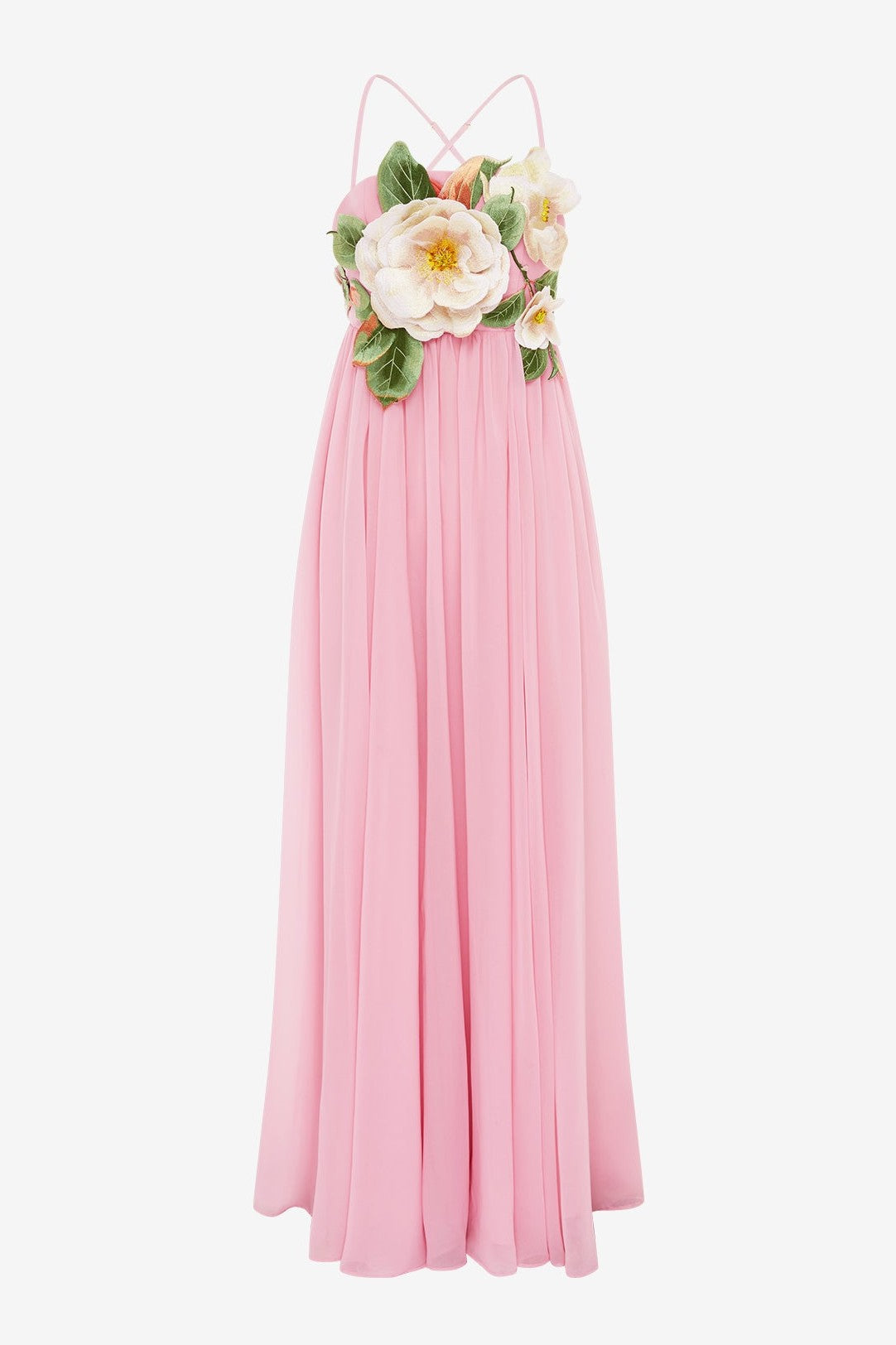 Embroidered Chiffon Slip Maxi Dress