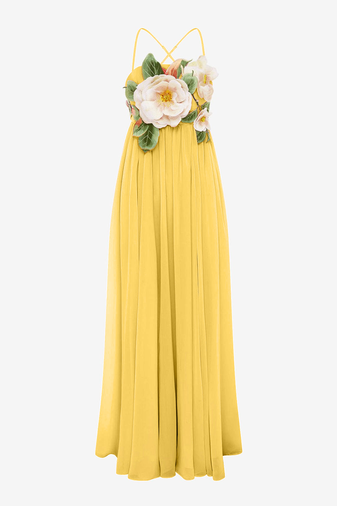 Embroidered Chiffon Slip Maxi Dress