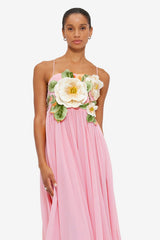 Embroidered Chiffon Slip Maxi Dress