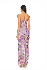 Sequin Embroidered Off-Shoulder Split Maxi Dress