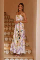 Floral Smocking Sleeveless Midi Dress