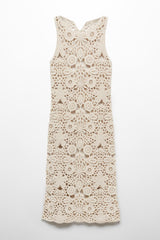 Crochet See-Through Sleeveless Midi Dress