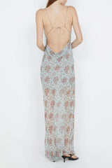 Floral Swing Collar Backless Maxi Dress