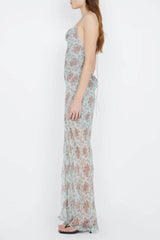 Floral Swing Collar Backless Maxi Dress