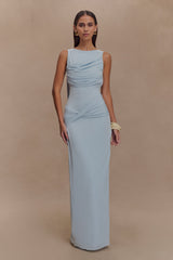Solid Gathering Split Maxi Dress