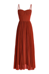 Solid Pleated Slip Midi Dress