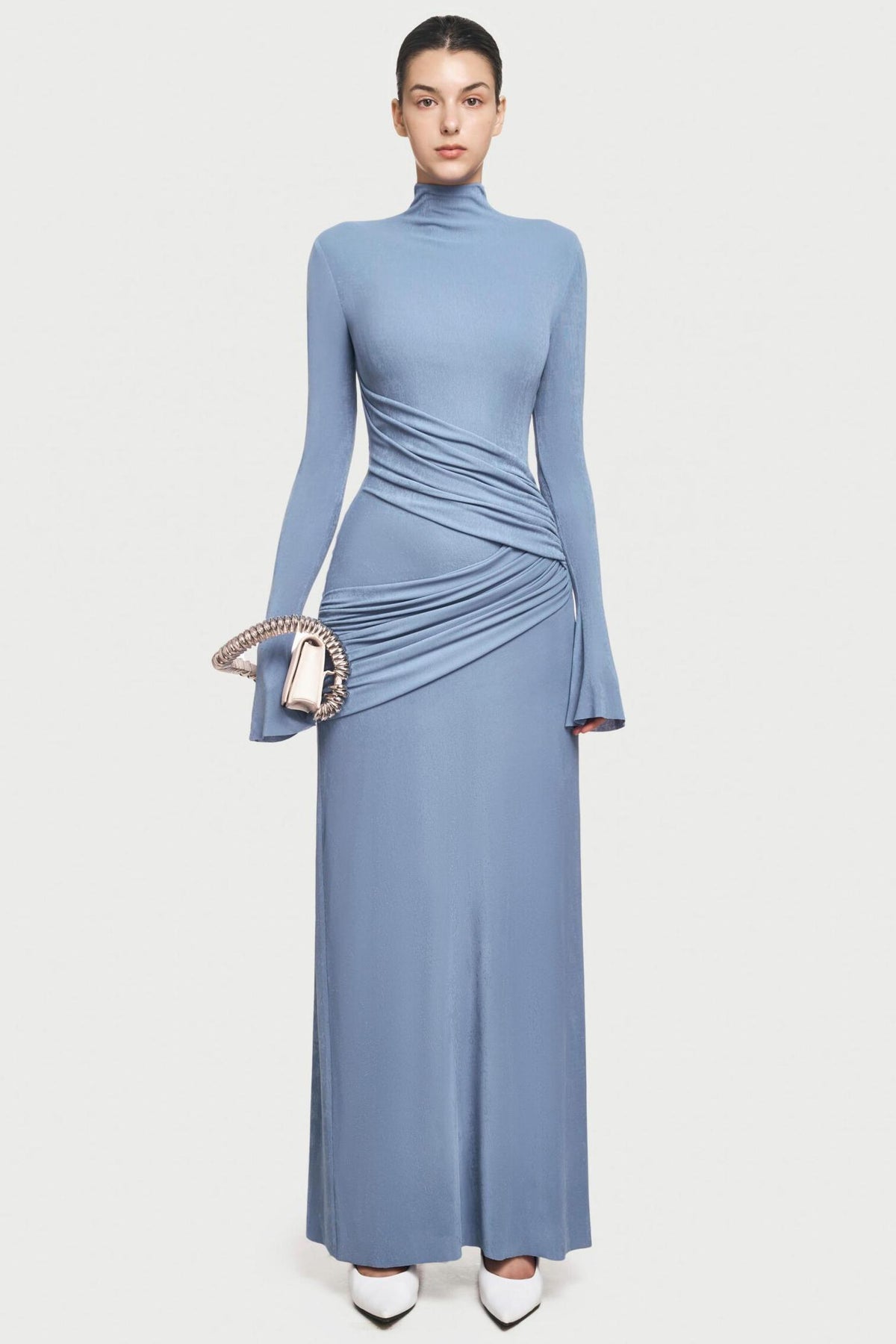 Jersey Solid Round Neck Maxi Dress
