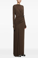 Jersey Gathering Long Sleeve Maxi Dress