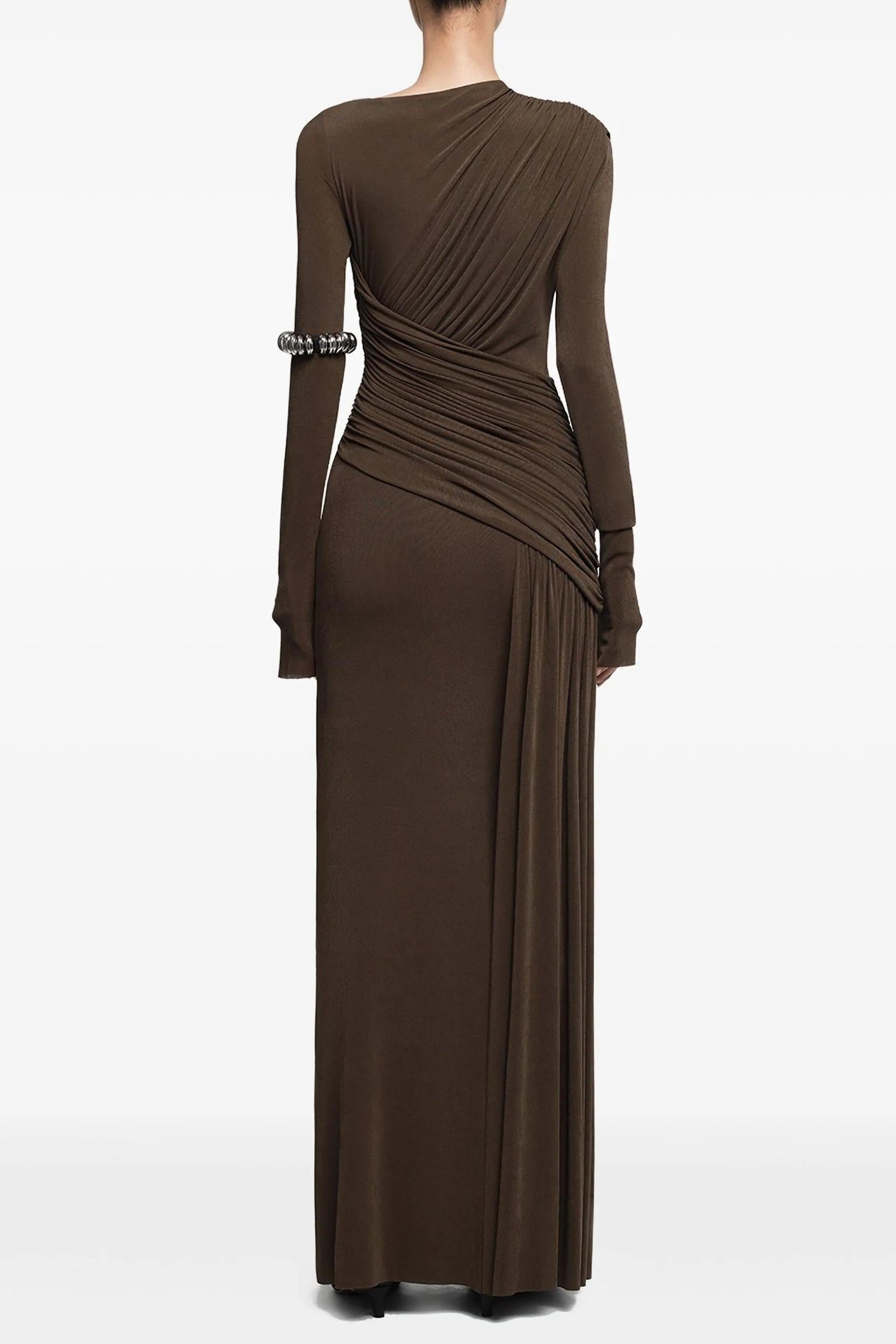 Jersey Gathering Long Sleeve Maxi Dress