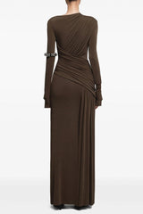 Jersey Gathering Long Sleeve Maxi Dress