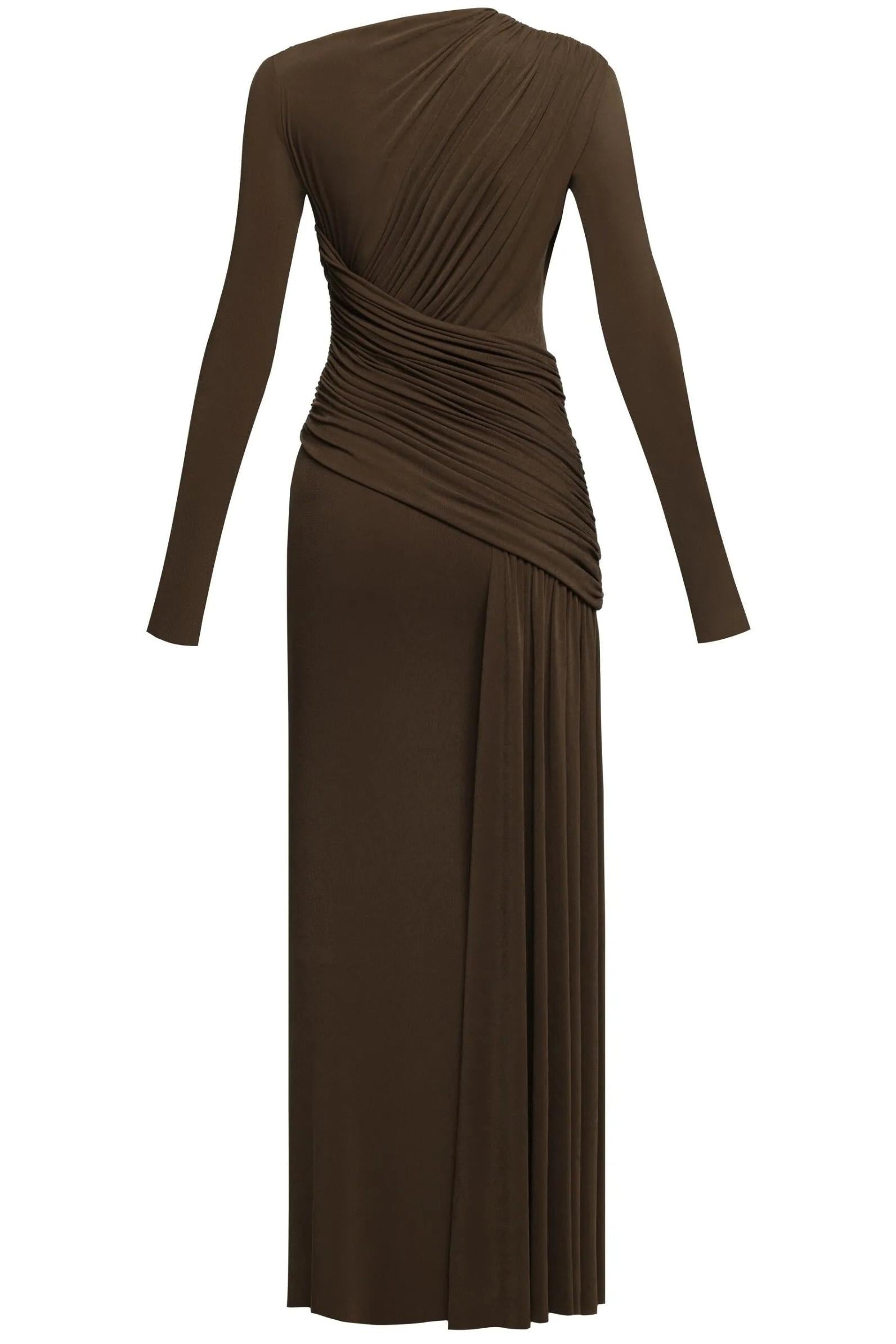 Jersey Gathering Long Sleeve Maxi Dress