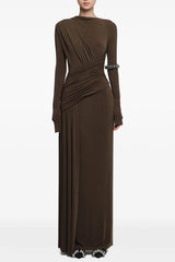 Jersey Gathering Long Sleeve Maxi Dress
