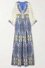 Paisley Print V-Neck Half Sleeve Midi Dress