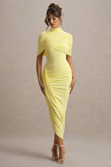 Asymmetric Twisted Cape Midi Dress