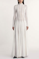 Solid Long Sleeve Lace Maxi Dress