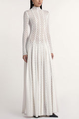 Solid Long Sleeve Lace Maxi Dress