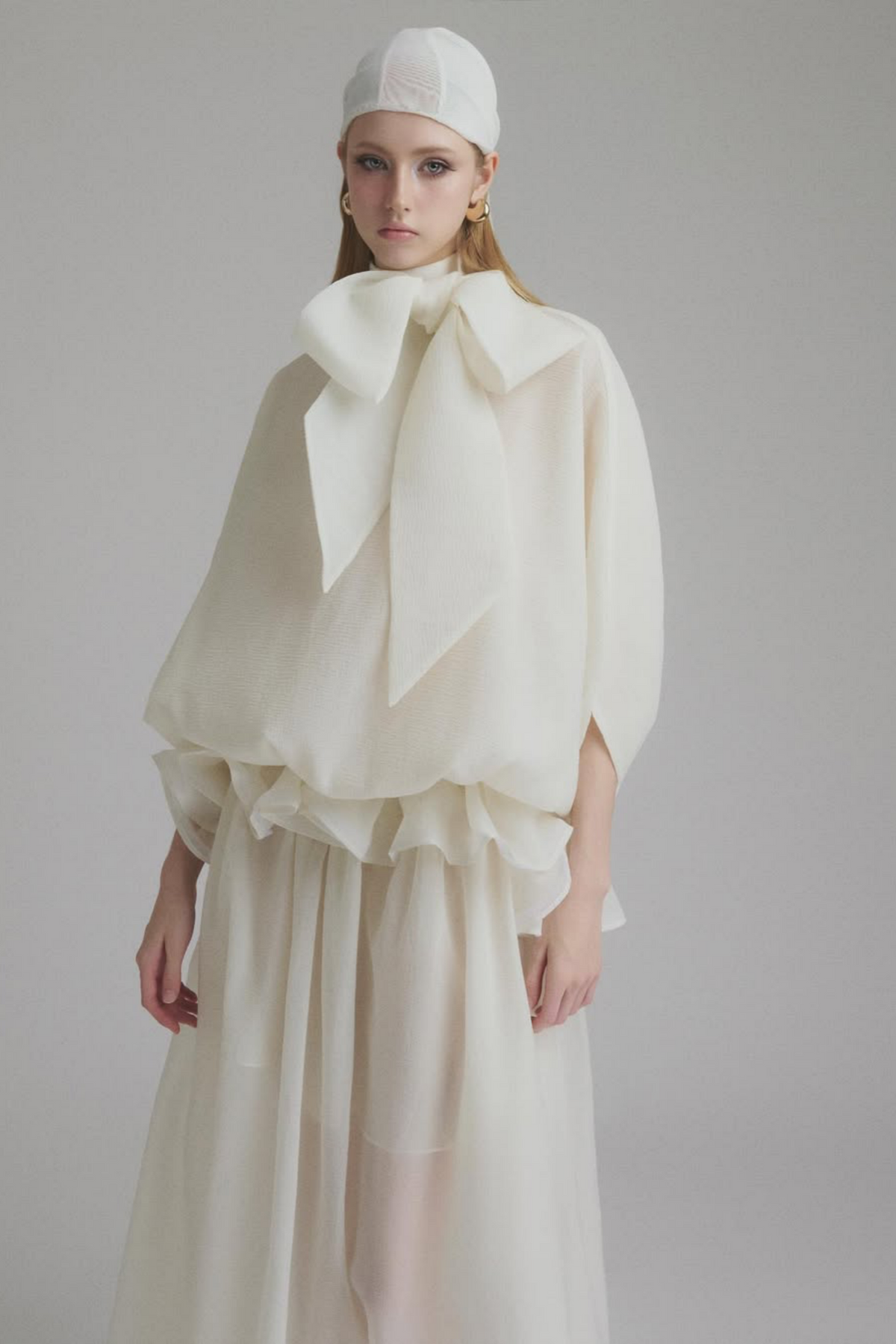 Tie-Neck Ruffled Solid Maxi Dress