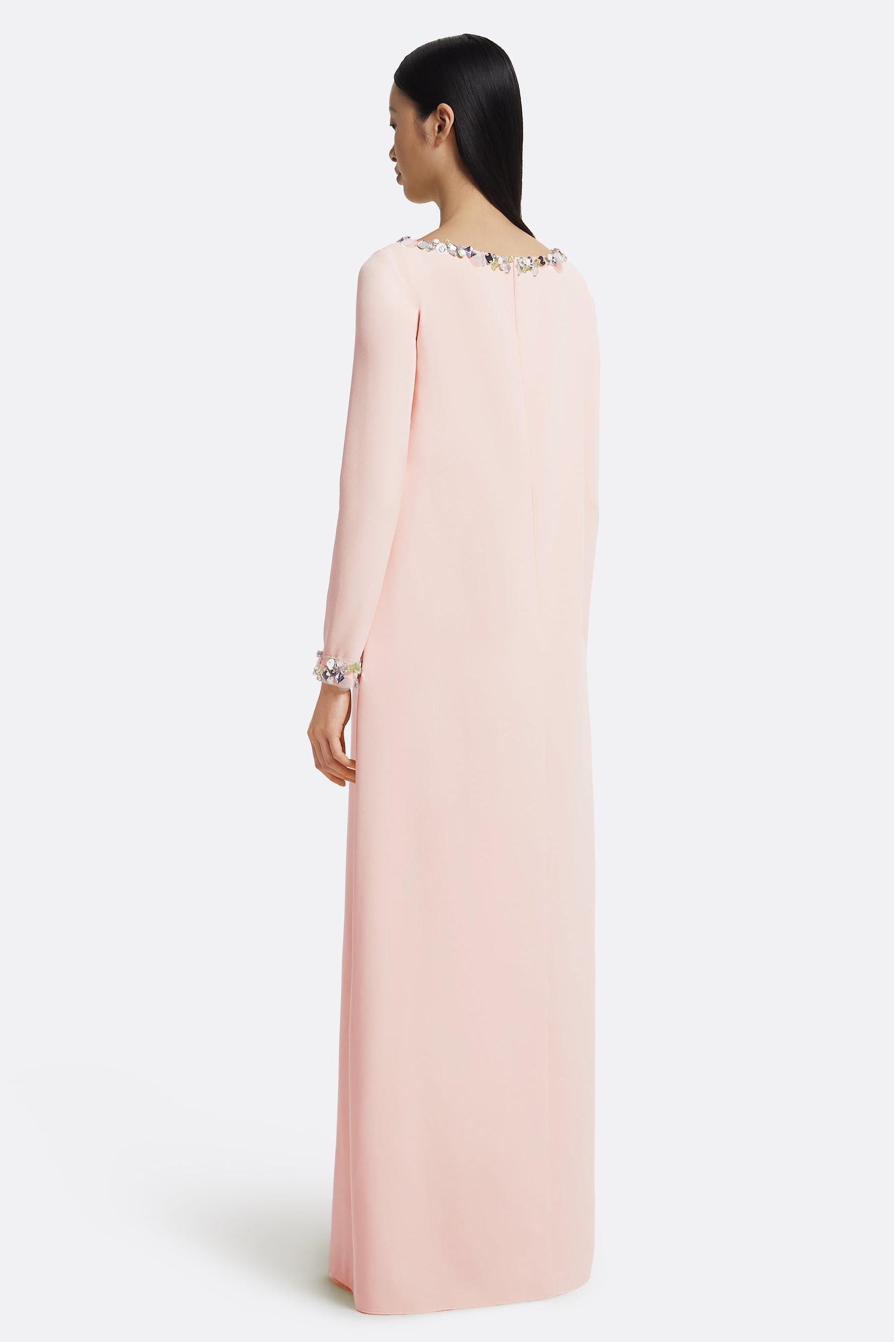Rhinestone Boat Neck Long Sleeve Maxi Dress