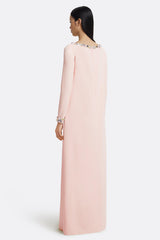 Rhinestone Boat Neck Long Sleeve Maxi Dress