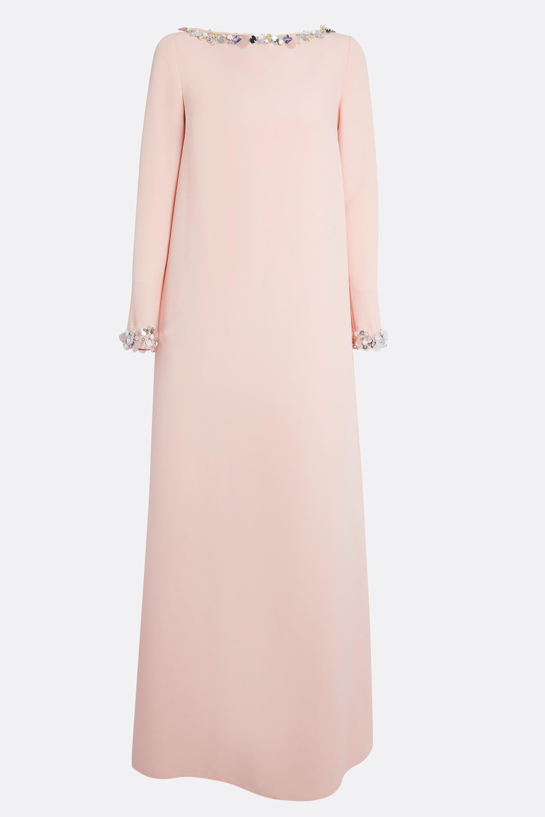 Rhinestone Boat Neck Long Sleeve Maxi Dress